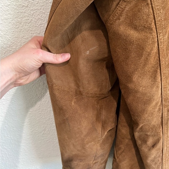 VTG LP Uomo Leather Sherpa Lined Suede Jacket Men Large Tan Western Barn Chore - Picture 8 of 14